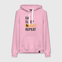 Толстовка-худи хлопковая женская Еда сон пчёлы, цвет: светло-розовый