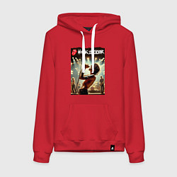 Толстовка-худи хлопковая женская Мик Джагер - Роллинг Стоунз, цвет: красный