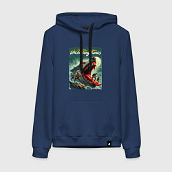 Толстовка-худи хлопковая женская Rolling Stones - wolfs mouth, цвет: тёмно-синий