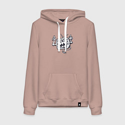 Толстовка-худи хлопковая женская Телевизор монстр, цвет: пыльно-розовый