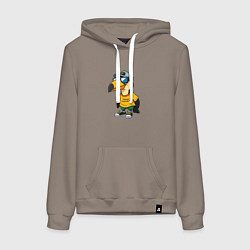 Толстовка-худи хлопковая женская Тукан в кроссовках, цвет: утренний латте