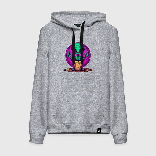 Женская толстовка-худи Кактус - инопланетянин / Меланж – фото 1