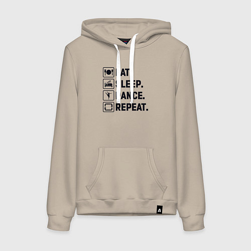 Женская толстовка-худи Еда сон танец / Миндальный – фото 1