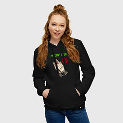 Толстовка-худи хлопковая женская Сектор газа лого и анархия, цвет: черный — фото 2