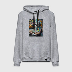 Толстовка-худи хлопковая женская Rick Sanchez is a hippie from New York, цвет: меланж