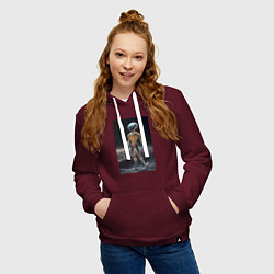 Толстовка-худи хлопковая женская Полупрозрачный инопланетянин, цвет: меланж-бордовый — фото 2