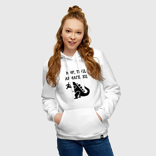 Женская толстовка-худи Мир труд армагедец годзилла / Белый – фото 3