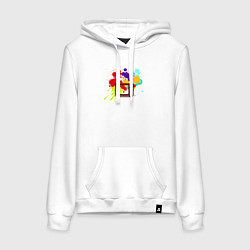 Толстовка-худи хлопковая женская Цветное телевидение, цвет: белый