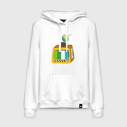 Толстовка-худи хлопковая женская Спутниковое тв, цвет: белый