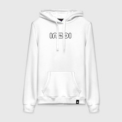 Толстовка-худи хлопковая женская Inzoi белый логотип, цвет: белый