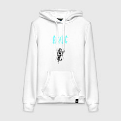 Толстовка-худи хлопковая женская AcDc Angus Young, цвет: белый
