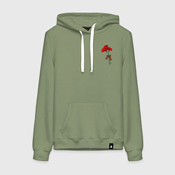 Толстовка-худи хлопковая женская Гвоздики и георгиевская лента, цвет: авокадо