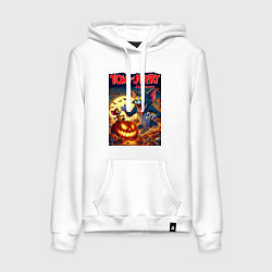 Толстовка-худи хлопковая женская Tom vs Jerry - halloween fantasy, цвет: белый