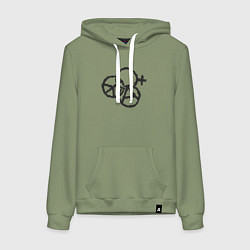 Толстовка-худи хлопковая женская Peace anarchy woman, цвет: авокадо