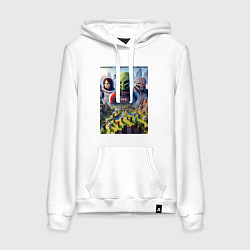 Толстовка-худи хлопковая женская Масс Эффект и Майнкрафт - коллаба нейросеть, цвет: белый