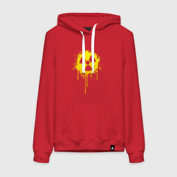 Толстовка-худи хлопковая женская Radiation paint sign, цвет: красный