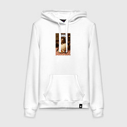 Толстовка-худи хлопковая женская Вика брейнротная лошадь, цвет: белый