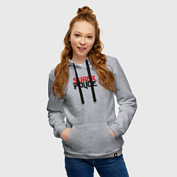 Толстовка-худи хлопковая женская Супер полиция, цвет: меланж — фото 2