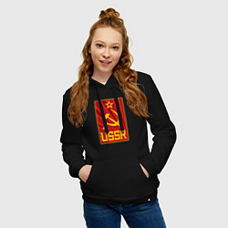 Толстовка-худи хлопковая женская USSR style, цвет: черный — фото 2