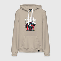 Толстовка-худи хлопковая женская Итальянские мемы акула в кроссовках, цвет: миндальный