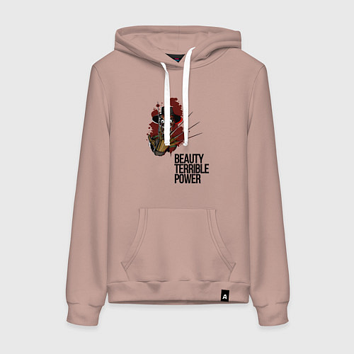 Женская толстовка-худи Красота страшная сила / Пыльно-розовый – фото 1