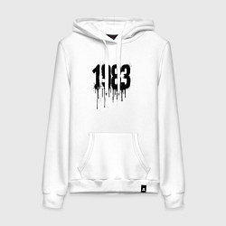Толстовка-худи хлопковая женская 1983 год в стиле граффити, цвет: белый