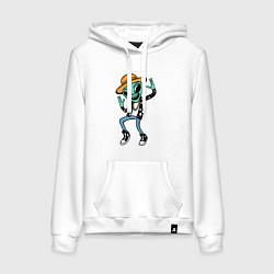 Толстовка-худи хлопковая женская Инопланетянин танцует, цвет: белый