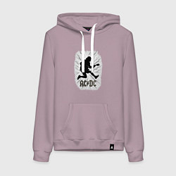 Толстовка-худи хлопковая женская ACDC Ангус Янг в прыжке с гитарой, цвет: сиреневый