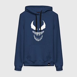 Толстовка-худи хлопковая женская Веном зубастый, цвет: тёмно-синий