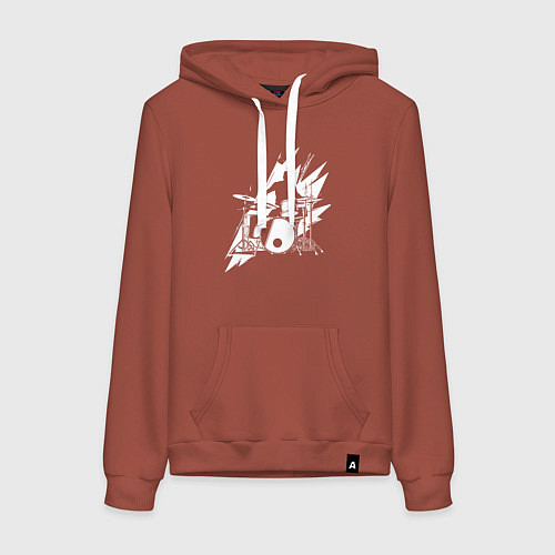 Женская толстовка-худи Ритм энергии барабанщика / Кирпичный – фото 1