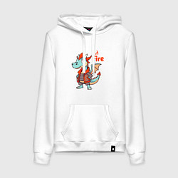 Толстовка-худи хлопковая женская Стиляга дракон, цвет: белый