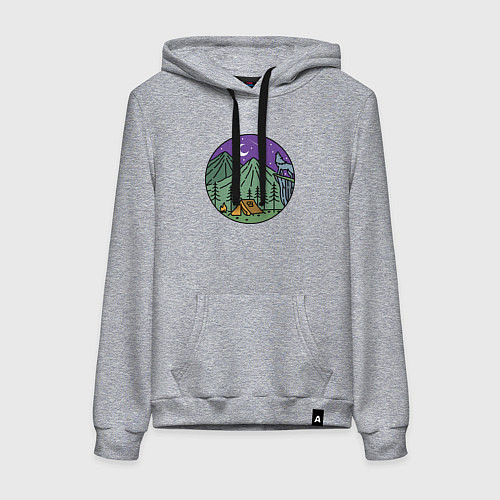 Женская толстовка-худи Волк и палатка / Меланж – фото 1