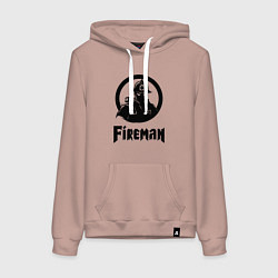 Толстовка-худи хлопковая женская Пожарный аниме, цвет: пыльно-розовый