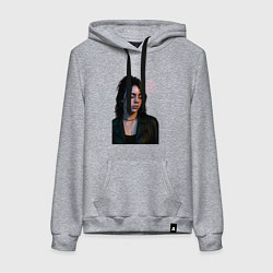 Толстовка-худи хлопковая женская Билли Айлиш смотрит вниз, цвет: меланж