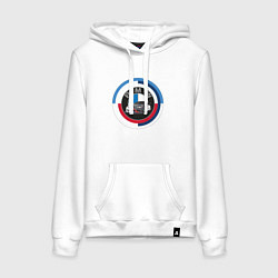Толстовка-худи хлопковая женская Logo and car, цвет: белый