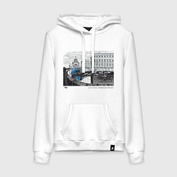 Толстовка-худи хлопковая женская Синий мост, цвет: белый