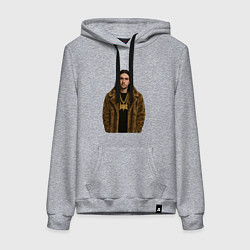 Толстовка-худи хлопковая женская Bones в шубе, цвет: меланж