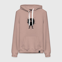 Толстовка-худи хлопковая женская Нейт Диас в черной краске, цвет: пыльно-розовый