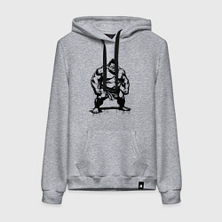 Толстовка-худи хлопковая женская Грозный сумоист, цвет: меланж