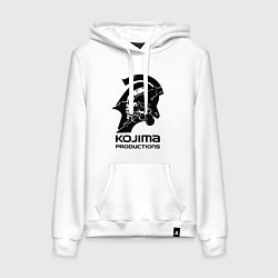 Толстовка-худи хлопковая женская Hideo kojima productions logo, цвет: белый
