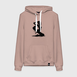Толстовка-худи хлопковая женская Гибкость, цвет: пыльно-розовый