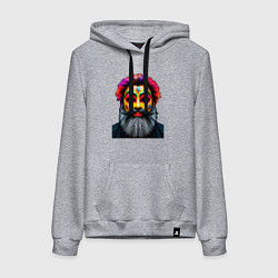 Толстовка-худи хлопковая женская Человек в карнавальной маске, цвет: меланж