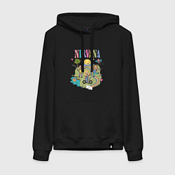 Толстовка-худи хлопковая женская Нирвана, мультяшный стиль, цвет: черный