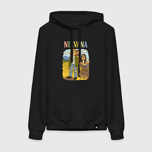 Женская толстовка-худи Nirvana мультяшный стиль / Черный – фото 1