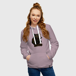Толстовка-худи хлопковая женская ВМФ волк с автоматом, цвет: сиреневый — фото 2