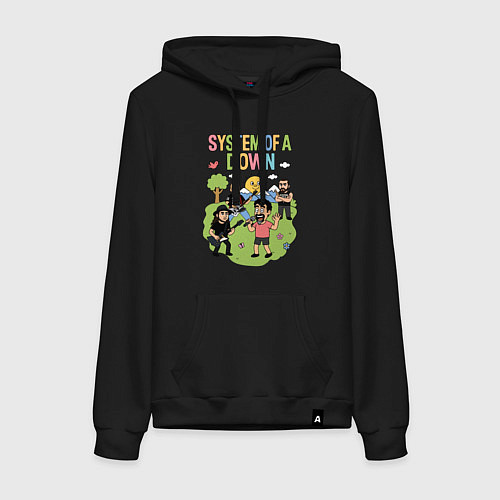 Женская толстовка-худи System of a Down, мультяшный стиль / Черный – фото 1