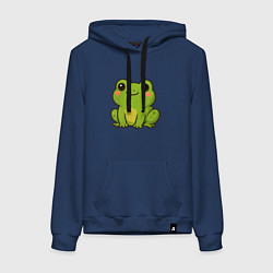 Толстовка-худи хлопковая женская Кавайный лягушонок, цвет: тёмно-синий