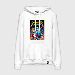 Толстовка-худи хлопковая женская Вокались Фрай и гитарист Бендер - рок группа Футур, цвет: белый