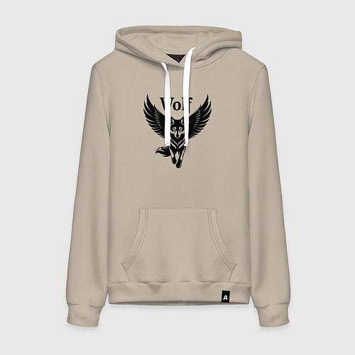 Женская толстовка-худи Волк с крыльями / Миндальный – фото 1