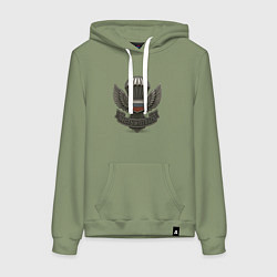 Толстовка-худи хлопковая женская Часть и отвага, цвет: авокадо